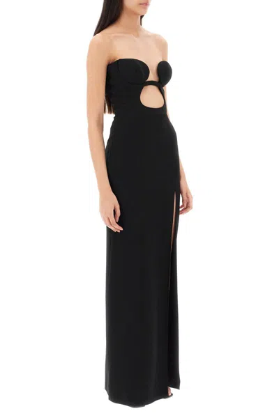 Shop Nensi Dojaka Maxi Bustier Dress With Cut-out In Nero
