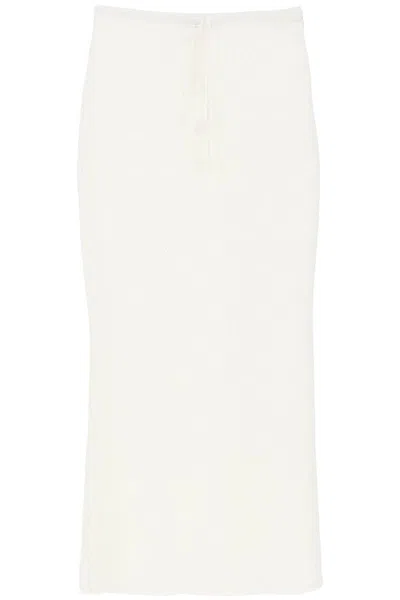 Shop Self-portrait Maxi Crochet Skirt For In Bianco