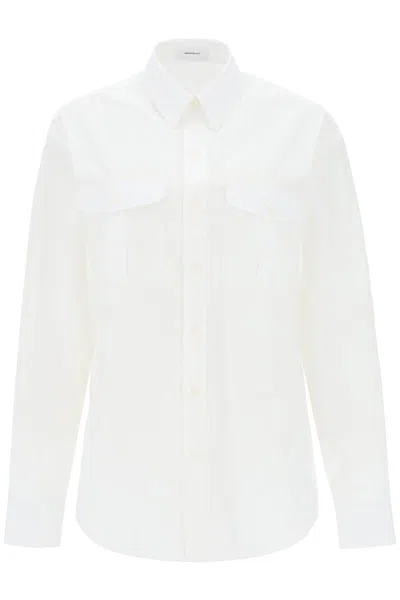 Shop Wardrobe.nyc Maxi Shirt In Cotton Batista In Bianco