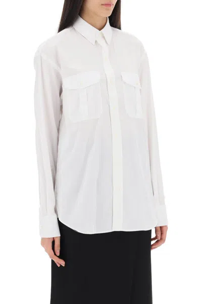 Shop Wardrobe.nyc Maxi Shirt In Cotton Batista In Bianco