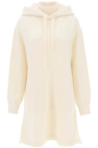 Shop Jil Sander Maxi Wool-cotton Hoodie In Bianco