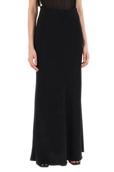 Shop Ami Alexandre Mattiussi Maxi Skirt With Diagonal Cut Hem In Nero