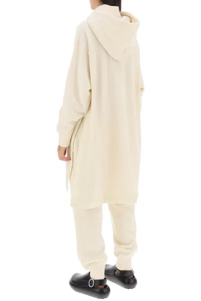 Shop Jil Sander Maxi Wool-cotton Hoodie In Bianco