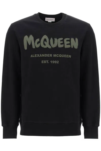 Shop Alexander Mcqueen Mcqueen Graffiti Sweatshirt In Nero