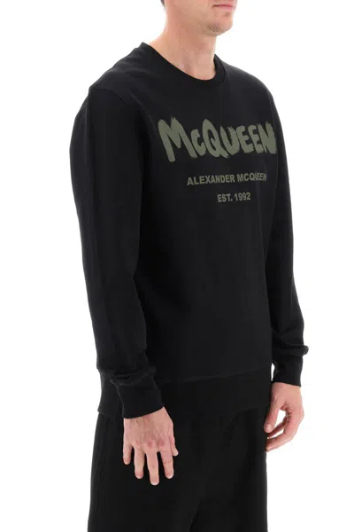 Shop Alexander Mcqueen Mcqueen Graffiti Sweatshirt In Nero