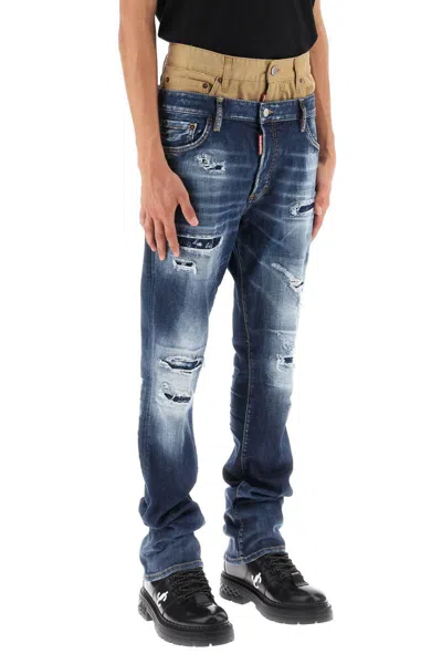 Shop Dsquared2 Medium Ripped Wash Skinny Twin Pack Jeans In Blu