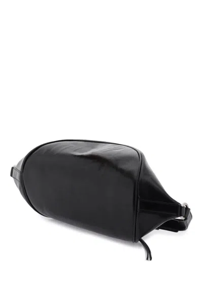 Shop Jil Sander Medium Shoulder Bag In Brushed Leather In Nero