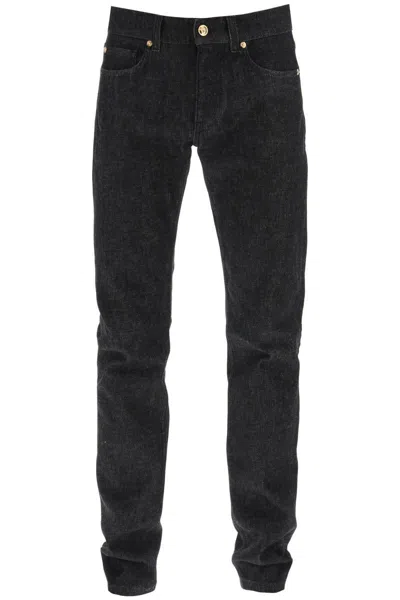 Shop Versace Medusa Flame Jeans In Nero