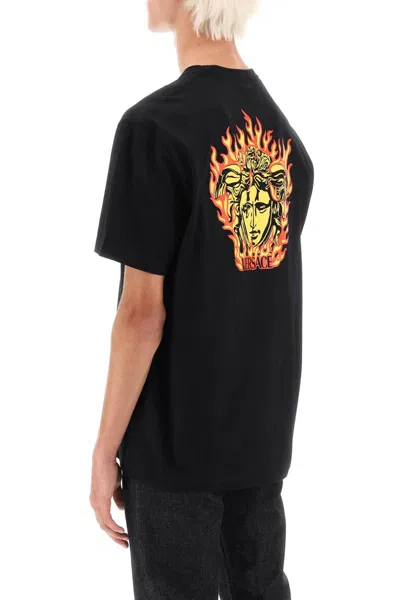 Shop Versace Medusa Flame T-shirt In Nero