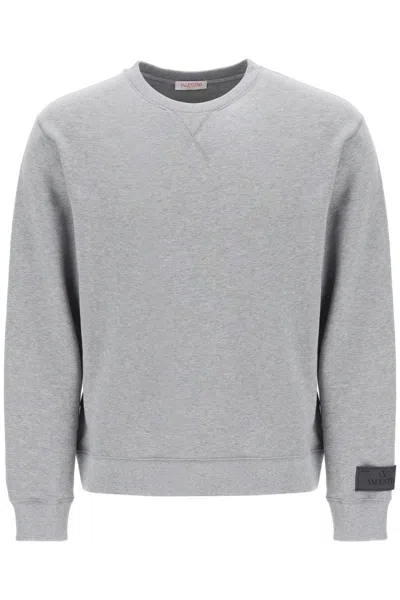 Shop Valentino Melange Cotton Sweatshirt In Grigio