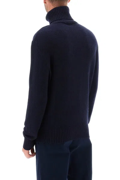 Shop Ami Alexandre Mattiussi Melange-effect Cashmere Turtleneck Sweater In Blu