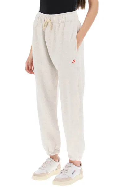 Shop Autry Melange Sweatpants With Logo Patch In Grigio