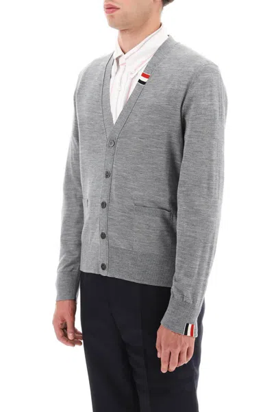 Shop Thom Browne Merino Wool V-neck Cardigan In Grigio