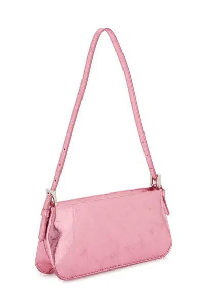 Shop By Far Metallic Leather 'dulce' Shoulder Bag In Rosa