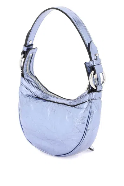 Shop Versace Metallic Leather 'repeat' Mini Hobo Bag In Metallico