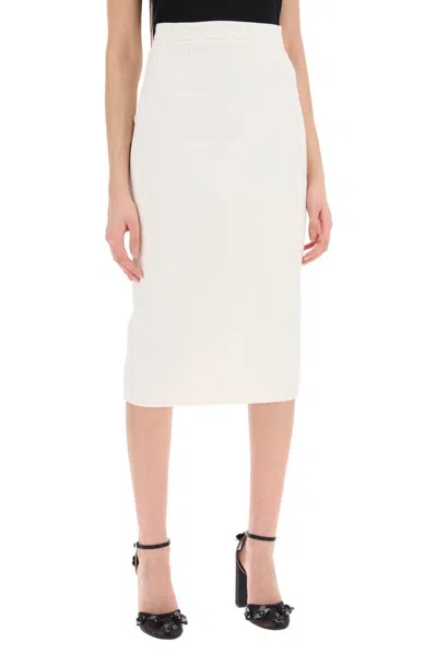 Shop Roland Mouret Midi Cady Skirt In In Bianco