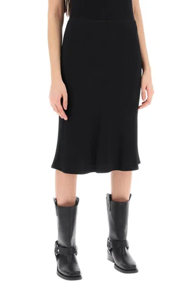 Shop Ami Alexandre Mattiussi Midi Crepe Skirt In In Nero