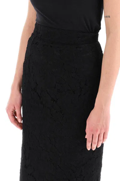 Shop Dolce & Gabbana Midi Lace Pencil Skirt In Nero