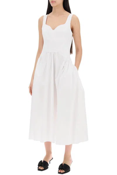 Shop Alexander Mcqueen Midi Poplin Dress In In Bianco