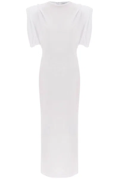 Shop Wardrobe.nyc Midi Sheath Dress With Structured Shoulders In Bianco