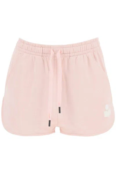 Shop Isabel Marant Étoile Mifa Sports Shorts With Flocked Logo In Rosa