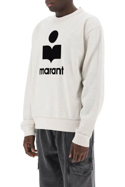 Shop Isabel Marant Mikoy Flocked Logo Sweatshirt In Neutro