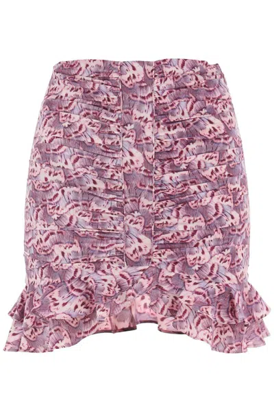 Shop Isabel Marant Milendi Gathered Mini Skirt With Ruuffles In Viola