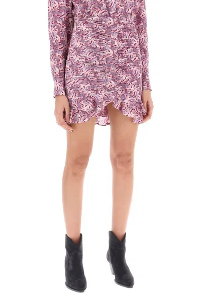 Shop Isabel Marant Milendi Gathered Mini Skirt With Ruuffles In Viola