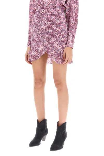Shop Isabel Marant Milendi Gathered Mini Skirt With Ruuffles In Viola