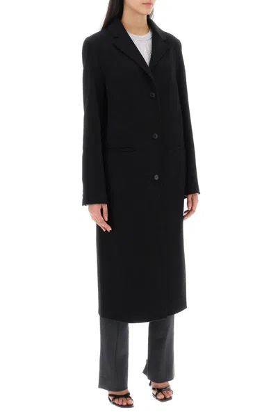 Shop Loulou Studio Mill Long Coat In Wool And Cashmere In Nero