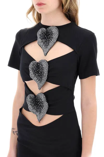 Shop Giuseppe Di Morabito Mini Cut-out Dress With Applied Anthur In Nero