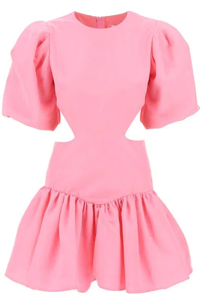 Shop Msgm Mini Dress With Balloon Sleeves And Cut-outs In Rosa