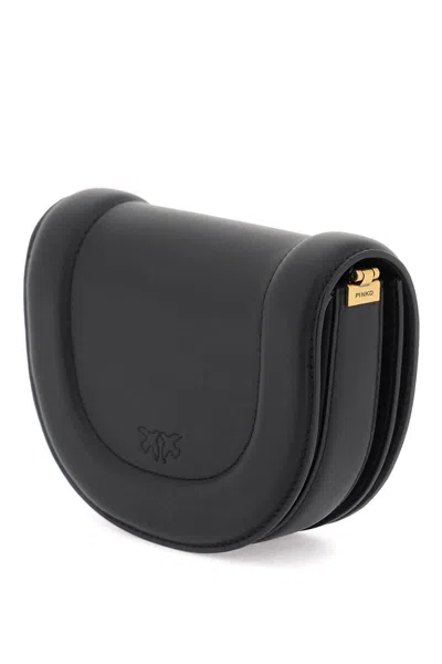 Shop Pinko Mini Love Bag Click Round Leather Shoulder Bag In Nero