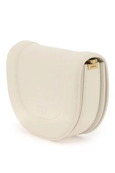Shop Pinko Mini Love Bag Click Round Leather Shoulder Bag In Bianco