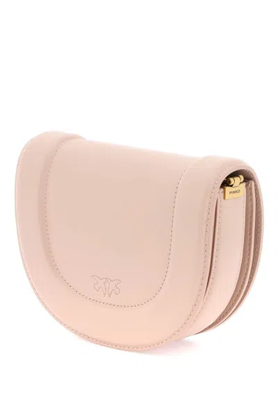 Shop Pinko Mini Love Bag Click Round Leather Shoulder Bag In Rosa
