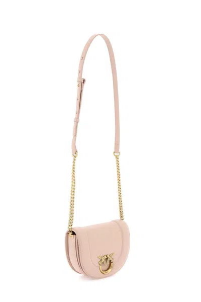 Shop Pinko Mini Love Bag Click Round Leather Shoulder Bag In Rosa