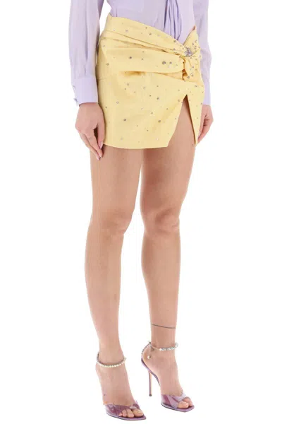 Shop Des_phemmes Mini Skirt With Crystals In Giallo