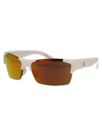 Shop Moncler Sunglasses In 21g Bianco Lucido