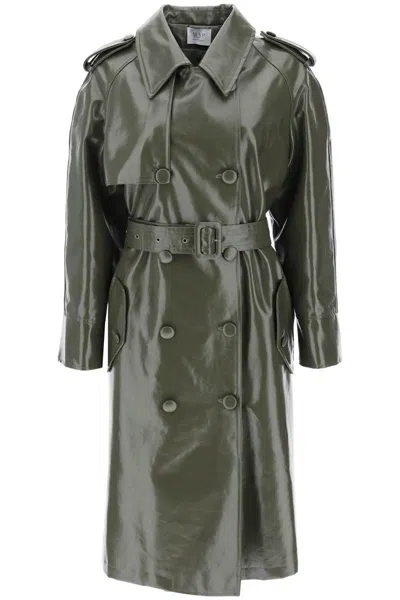 Shop Mvp Wardrobe Montenapoleone Coated Trench Coat In Brown