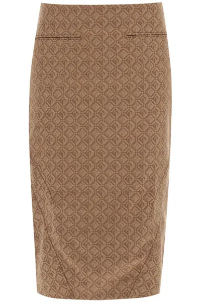 Shop Marine Serre Moon Diamant Pencil Skirt In Beige