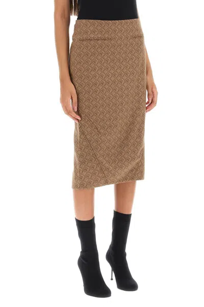 Shop Marine Serre Moon Diamant Pencil Skirt In Beige