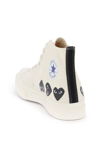 Shop Comme Des Garçons Play Multi Heart Converse X  Hi-top Sneakers In Bianco
