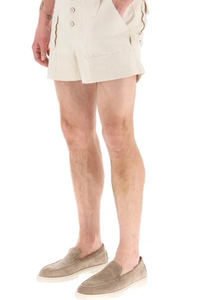Shop Etro Multi-pocket High-waist Shorts In Bianco
