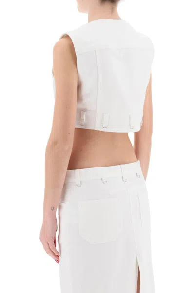 Shop Courrèges Multiflex Cropped Denim In Bianco