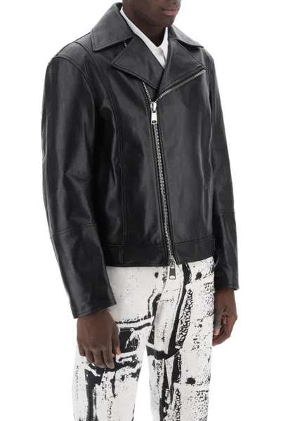 Alexander Mcqueen Zip-up Leather Biker Jacket In Black
