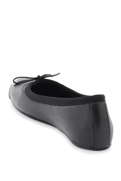 Shop Alexander Mcqueen Nappa Leather Ballet Flats With Metallic Toe In Nero