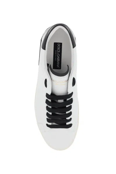 Shop Dolce & Gabbana Nappa Leather Portofino Sneakers In Bianco