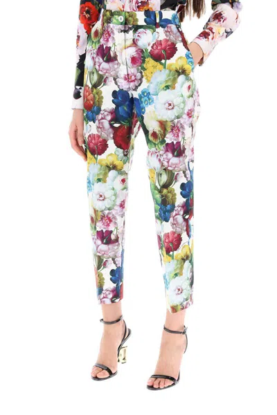 Shop Dolce & Gabbana Nocturnal Flower Cigarette Pants In Multicolor