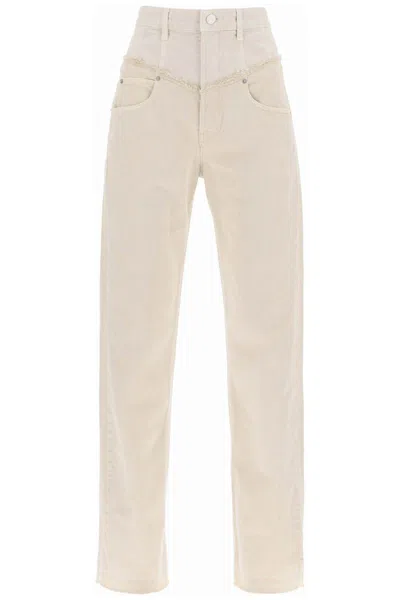 Shop Isabel Marant Noemie Loose Jeans In Two-tone Denim In Beige