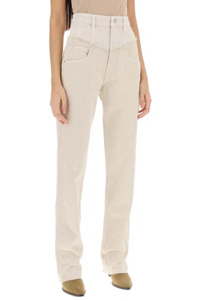 Shop Isabel Marant Noemie Loose Jeans In Two-tone Denim In Beige